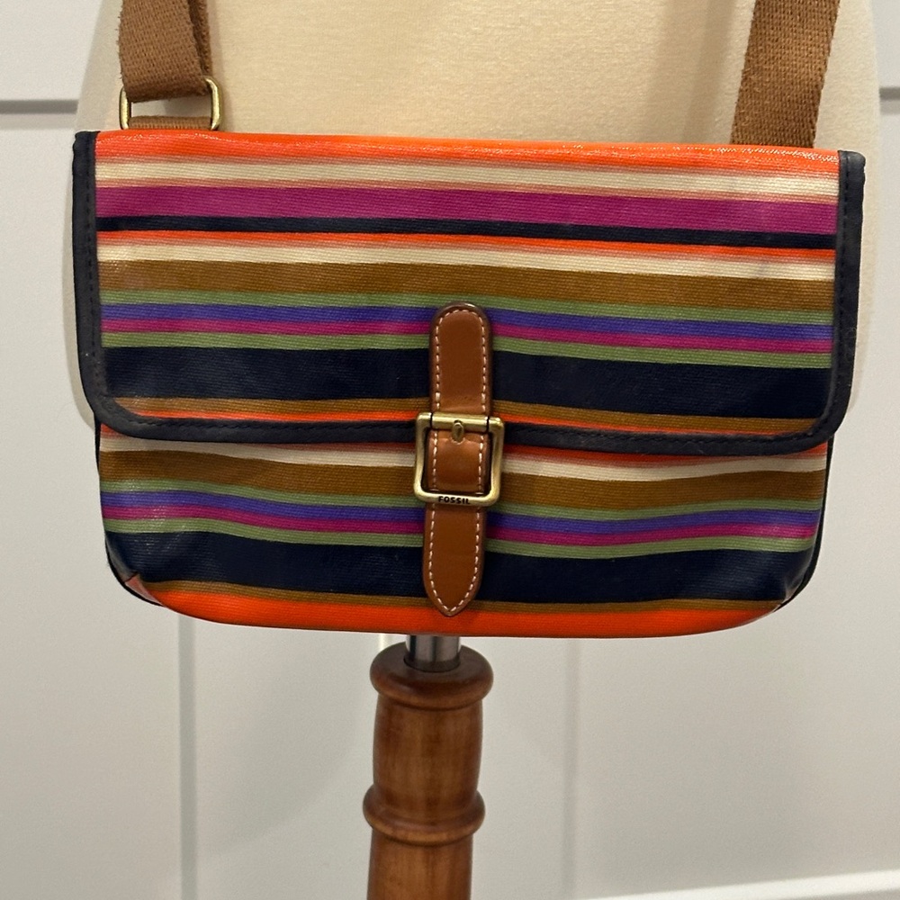 🕶️🔆 Fossil Multicolor Striped Satchel 🔆🕶️